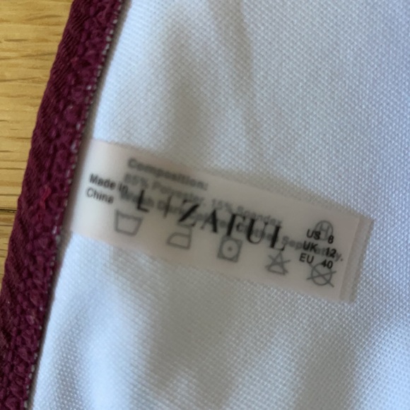 Burgundy Zaful 2 piece high waisted bathing suit - Picture 3 of 4